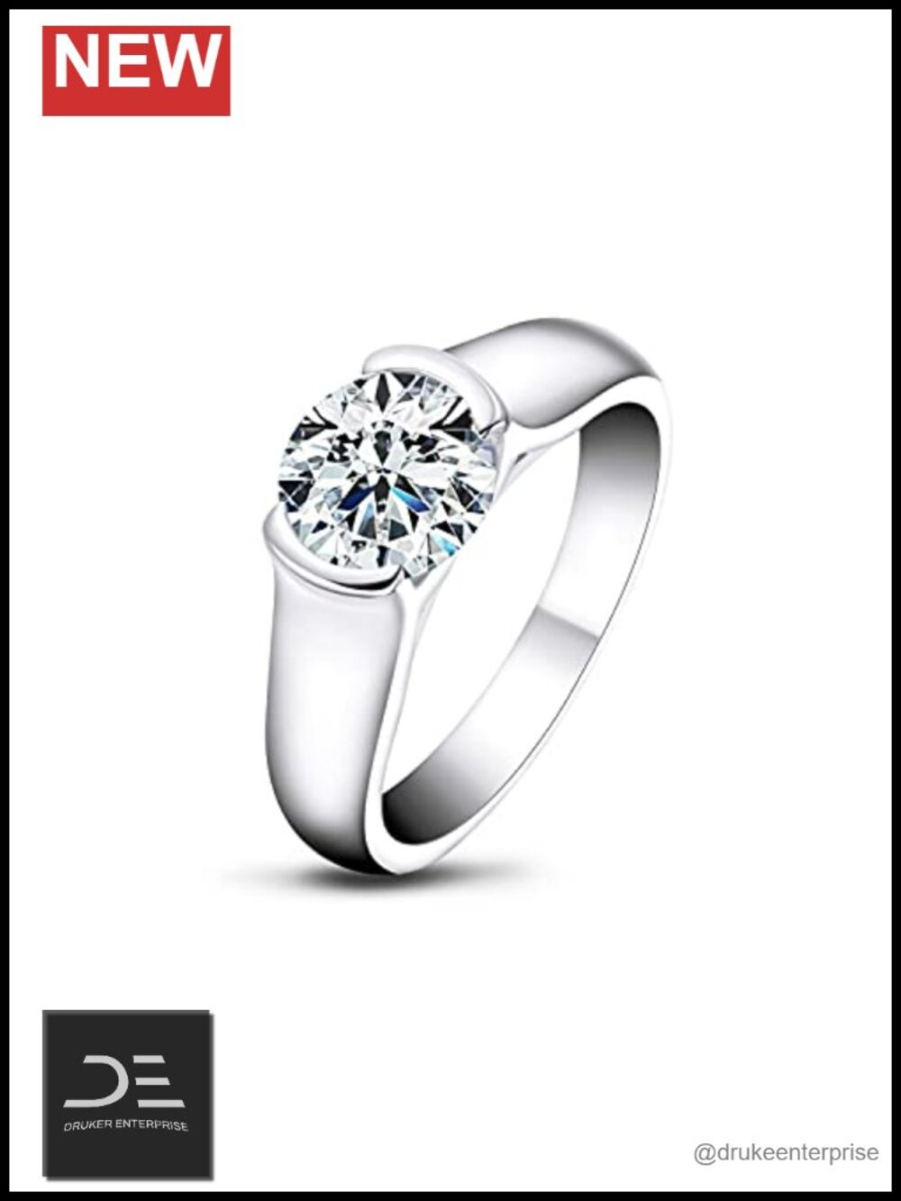 2.0 Carat Moissanite Wedding Ring Sterling Silver Round Cut Engagement Ring
